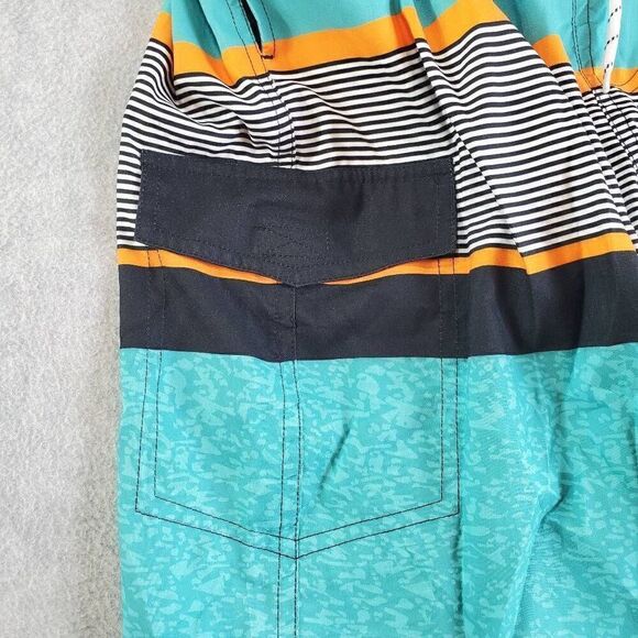 Shein Manfinity Swim Trunks Mens XXL Green Striped Drawstring Board Shorts - Picture 6 of 9